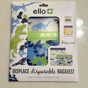 Ello Displace Reuseable Baggies Dino New 4 Bags